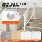 3-4 Step Handrails for Outdoor for Seniors Porch Deck Retro Arch White